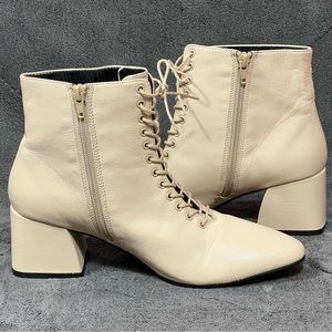 Vagabond Shoemakers Alice lace up Block heeled boots women Sz. 9 cream leather